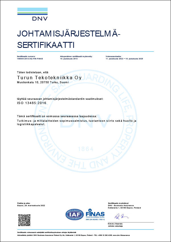 ISO 3485-2016 Tekotekniikka